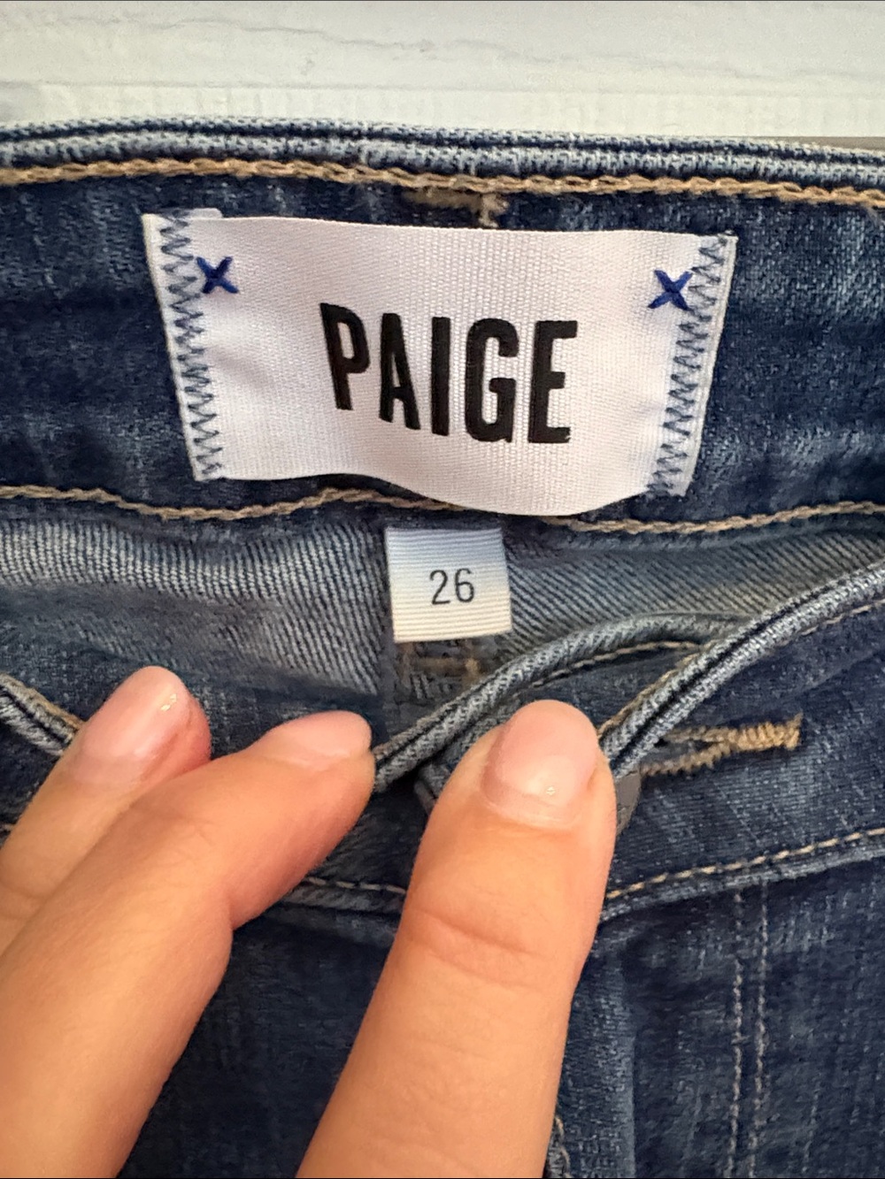 PAIGE verdugo ankle Blue Skinny Jeans with Knee Distressing size 26- cute! - Picture 2 of 7